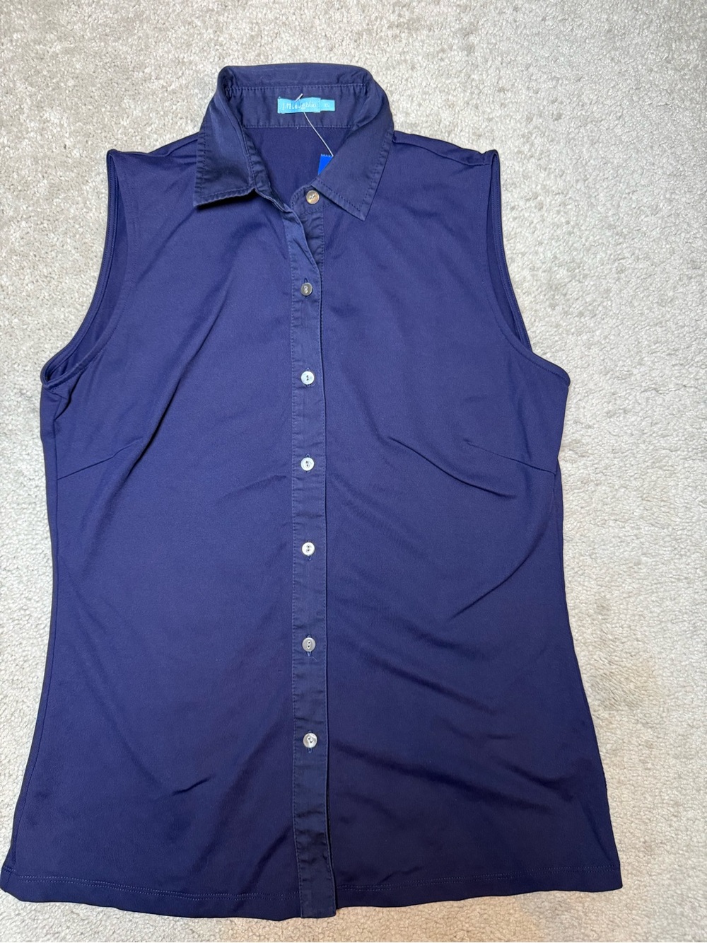 J. McLaughlin Sleeveless Button-Down Shirt in Navy